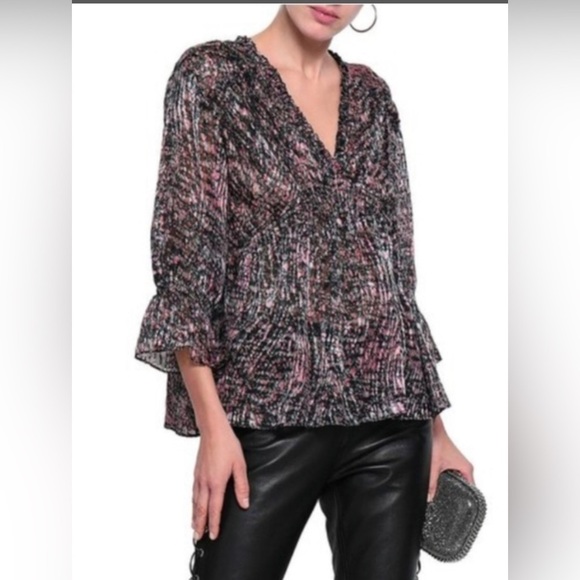 IRO Tops - IRO Eleen Silk blend Blouse Ruffles Bell Sleeves Floral print pattern S 34 small